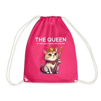 Cat Lady - Funny - Drawstring Bag - fuchsia - Front