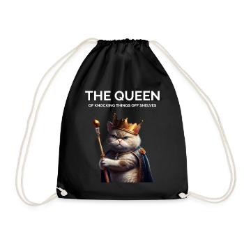 The Queen Nocking Things Royal Cat - Drawstring Bag - black - Front