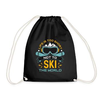 Cross Country Skiing Life Is Too Short Ski Racing - Drawstring Bag - black - Front