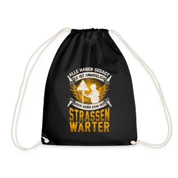 Straßenwärter unmöglich Straßenbauer - Turnbeutel - Schwarz - Vorne