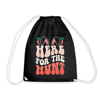 Here For The Hunt - Easter - Drawstring Bag - black - Front