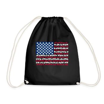 American Flag Cat Paws Cute Animal - Drawstring Bag - black - Front