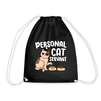 Persönlicher Katzendiener, Der Essen Serviert - Turnbeutel - Schwarz - Vorne