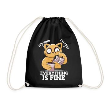 It's good, I'm fine, everything is fine, - Drawstring Bag - black - Front