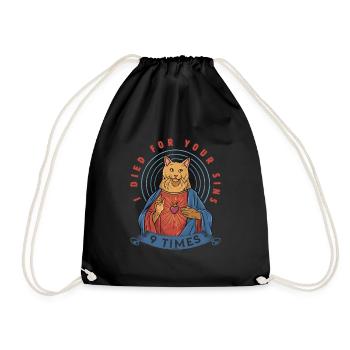 Cat as Jesus Humor for a Christian - Drawstring Bag - black - Front