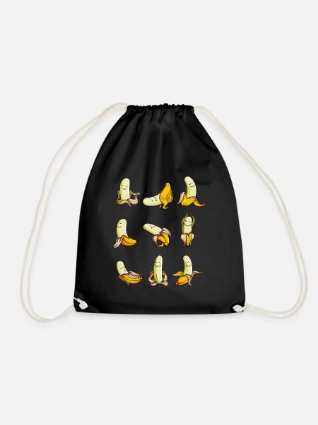 Banane Yoga Sport Motivation Veganer Ernährung - Turnbeutel - Schwarz