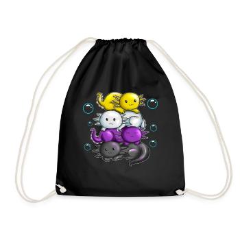 Four newts Axolotl cuddle under water - Drawstring Bag - black - Front