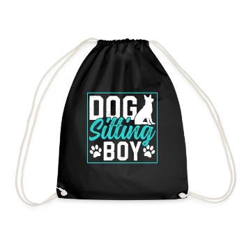 Dog Sitter Boy Dog Sitting Dog Sitting Dog - Drawstring Bag - black - Front