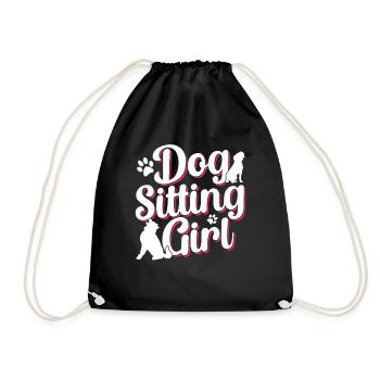 Dog Sitter Girl Dog Sitting Dog Sitting - Drawstring Bag - black - Front