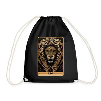 Leo Astrology Sign Lion Zodiac Tarot Card Occult W - Drawstring Bag - black - Front