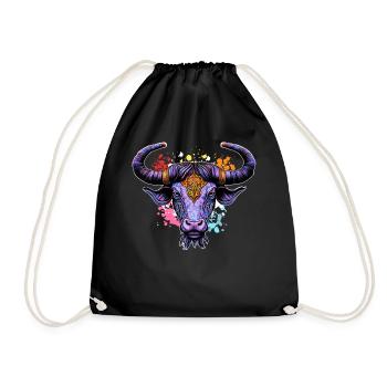 Watercolor Bull Taurus Zodiac Sign Colorful Astrol - Turnbeutel - Schwarz - Vorne