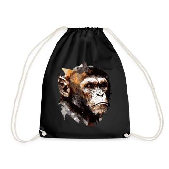 Geometric Monkey Head Abstract Polygonal Wild Anim - Turnbeutel - Schwarz - Vorne