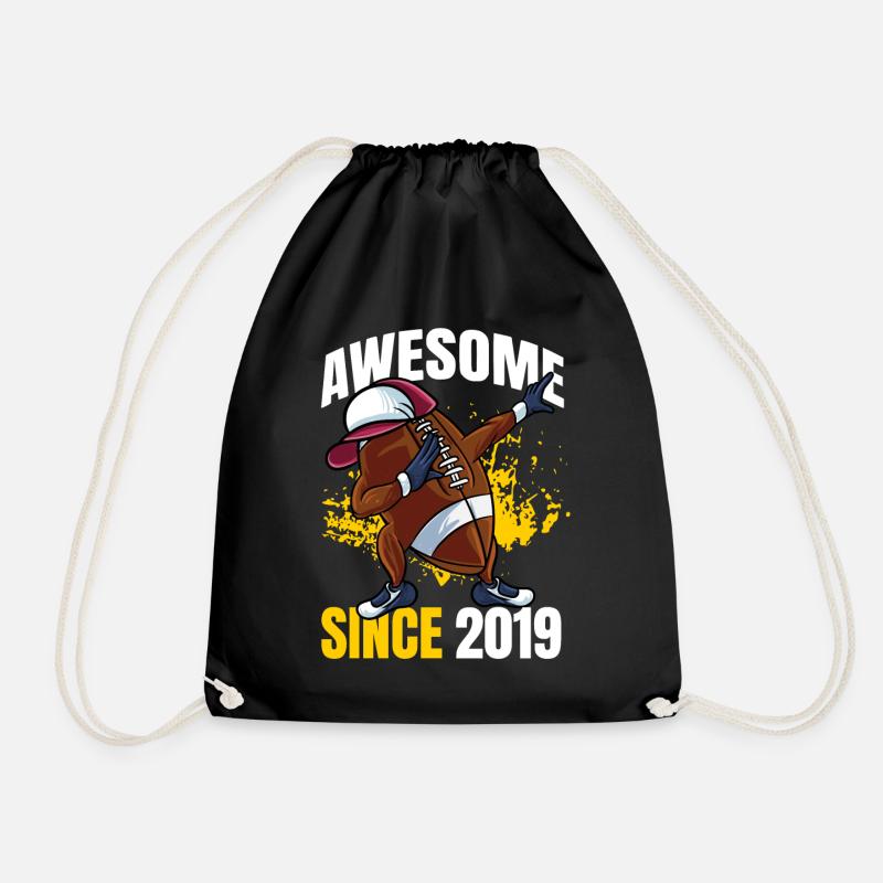 Awesome Since 2019 - 4th Football Birthday - Drawstring Bag - black