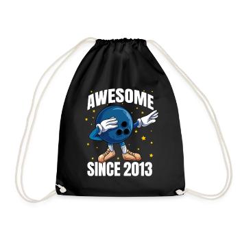 Awesome Since 2013 - 10th Bowling Birthday - Drawstring Bag - black - Front
