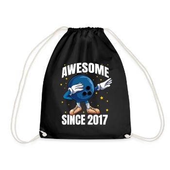 Awesome Since 2017 - 6th Bowling Birthday - Drawstring Bag - black - Front