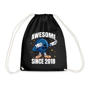 Awesome Since 2018 - 5th Bowling Birthday - Drawstring Bag - black - Front