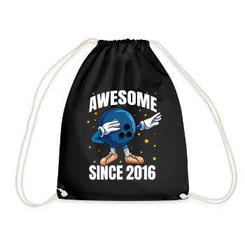Awesome Since 2016 - 7th Bowling Birthday - Drawstring Bag - black - Front