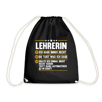 Schullehrerin Lehrerin - Turnbeutel - Schwarz - Vorne