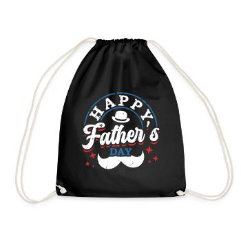 Happy Father's Day Moustache Decor Prouder - Drawstring Bag - black - Front
