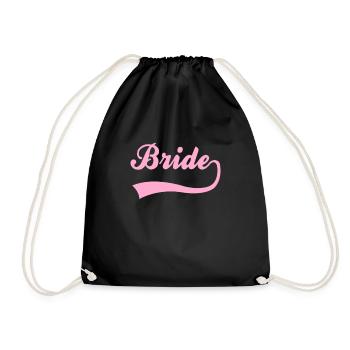 Braut bride Schriftzug - Turnbeutel - Schwarz - Vorne