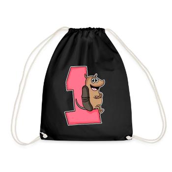 1 an - inscription scolaire - motif tatou - Gewi - Sac de sport léger - noir - Devant