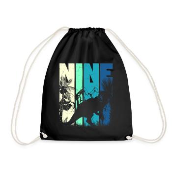Parasaurolophus 9 years old Boy 9th birthday - Drawstring Bag - black - Front