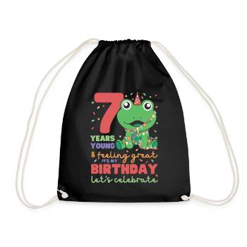 Grenouille pour 7e anniversaire Enfants de sept ans - Sac de sport léger - noir - Devant