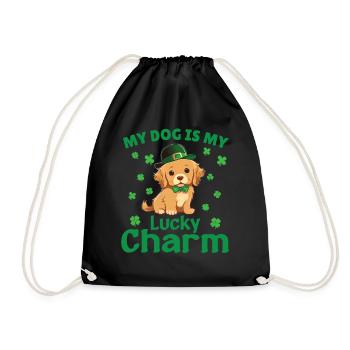 My dog is my lucky charm St Patrick's - Drawstring Bag - black - Front