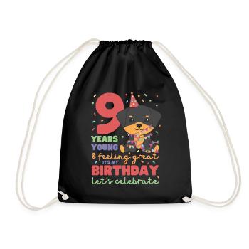 Rottweiler for the 9th birthday children nine years old - Drawstring Bag - black - Front
