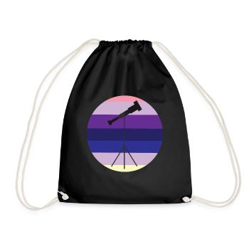Retro Astronomer Stars Moon Galaxy - Drawstring Bag - black - Front