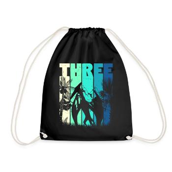 Pterodactyl 3 Years Old Boy 3rd Birthday Retro - Drawstring Bag - black - Front