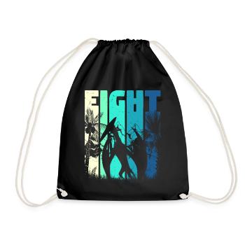 Pterodactyl 8 Years Old Boy 8th Birthday Retro - Drawstring Bag - black - Front