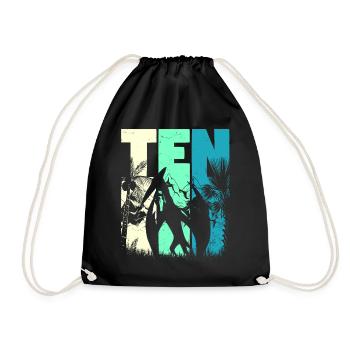 Pterodactyl 10 Years Old Boy 10th Birthday - Drawstring Bag - black - Front
