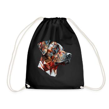 Geometric Labrador Head Abstract Polygonal Pet Dog - Drawstring Bag - black - Front