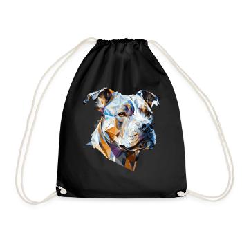 Geometric Pitbull Pet Dog Abstract Polygonal Dog B - Drawstring Bag - black - Front