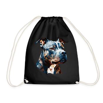 Geometric Pitbull Head Abstract Polygonal Dog Bree - Drawstring Bag - black - Front