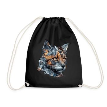 Geometric Cat Face Abstract Polygonal Pet Kitten - Turnbeutel - Schwarz - Vorne