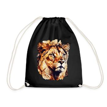 Geometric Lion Head Abstract Polygonal Wild Animal - Turnbeutel - Schwarz - Vorne
