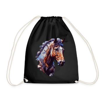 Geometric Horse Head Abstract Polygonal Horse Ridi - Turnbeutel - Schwarz - Vorne