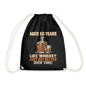 50. Geburtstag Whiskey, Scotch Spruch Geschenkidee - Turnbeutel - Schwarz - Vorne