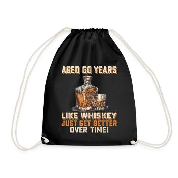 60th Birthday Whiskey, Scotch Quote Gift Idea - Drawstring Bag - black - Front