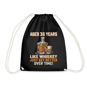 30. Geburtstag Whiskey, Scotch Spruch Geschenkidee - Turnbeutel - Schwarz - Vorne