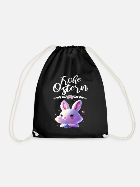 süßer Osterhase frohe Ostern - Turnbeutel - Schwarz