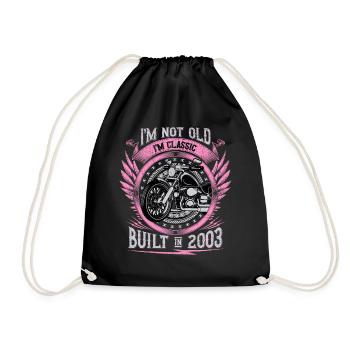 I'm Classic Built 2003 Motorcycle 20th Birthday - Drawstring Bag - black - Front
