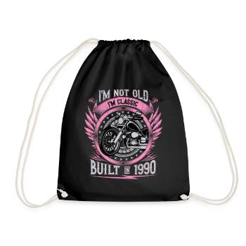 I'm Classic Built 1990 Motorcycle 33th Birthday - Drawstring Bag - black - Front