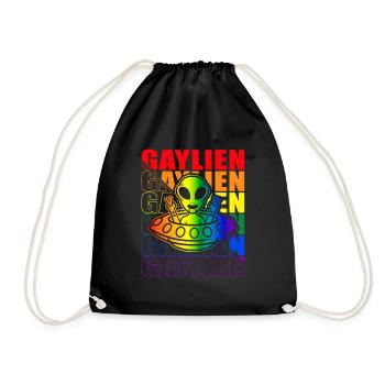 Gender Lesben, Schwule, Trans, Queer Regenbogen - Turnbeutel - Schwarz - Vorne