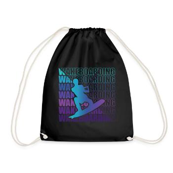 Wakeboard Wakeboarder Wakeboarding Freestyle DNA - Drawstring Bag - black - Front