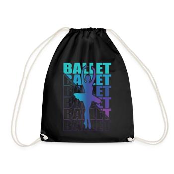 Ballett, Ballerina, Girl, Mädchen, Tanzen - Turnbeutel - Schwarz - Vorne