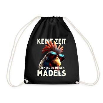 Hühner Keine Zeit Ich Muss Zu Meinen Mädels Hahn - Turnbeutel - Schwarz - Vorne