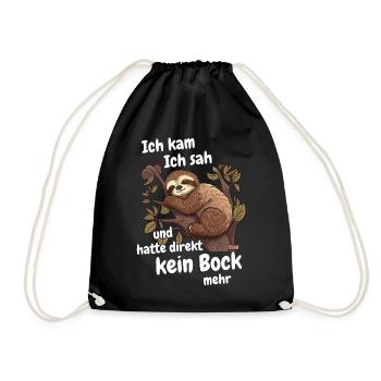 Faultier Faultiere Tier Schlafen Faul - Turnbeutel - Schwarz - Vorne